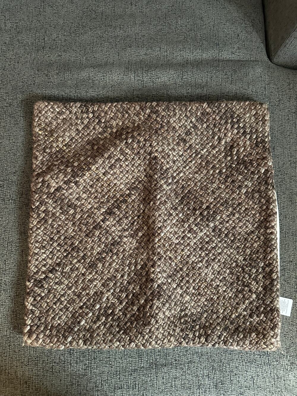 West Elm Chunky Wool Pillow Cover Brown Textured Woven 20x20 NWOT